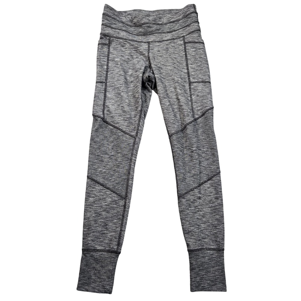 Athleta Leggings Womens Small Gray Knit Ankle Side Pocket Yoga Pants Stretch